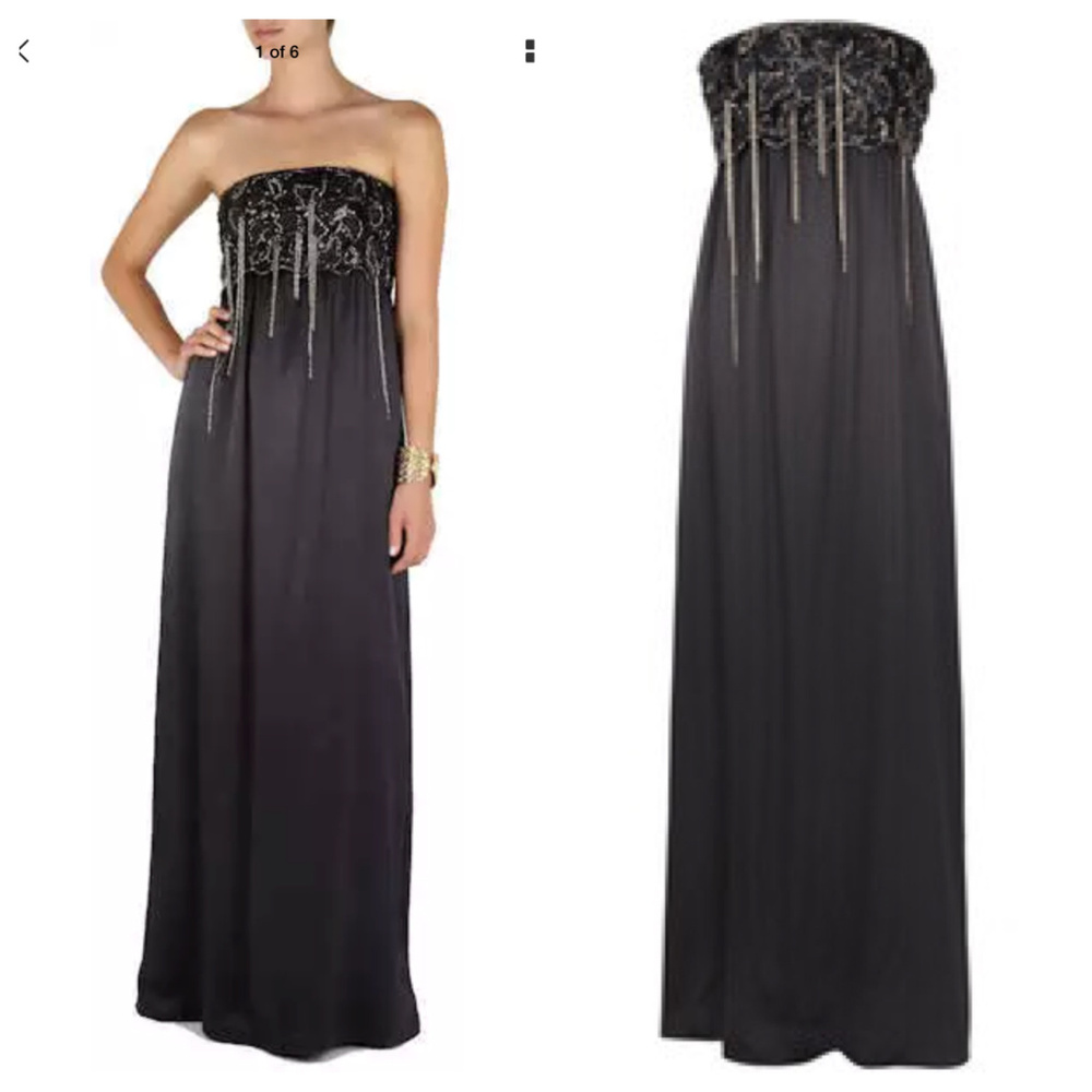 ANTIK BATIK Anthropologie “Laria” black embellished strapless gown dress XS